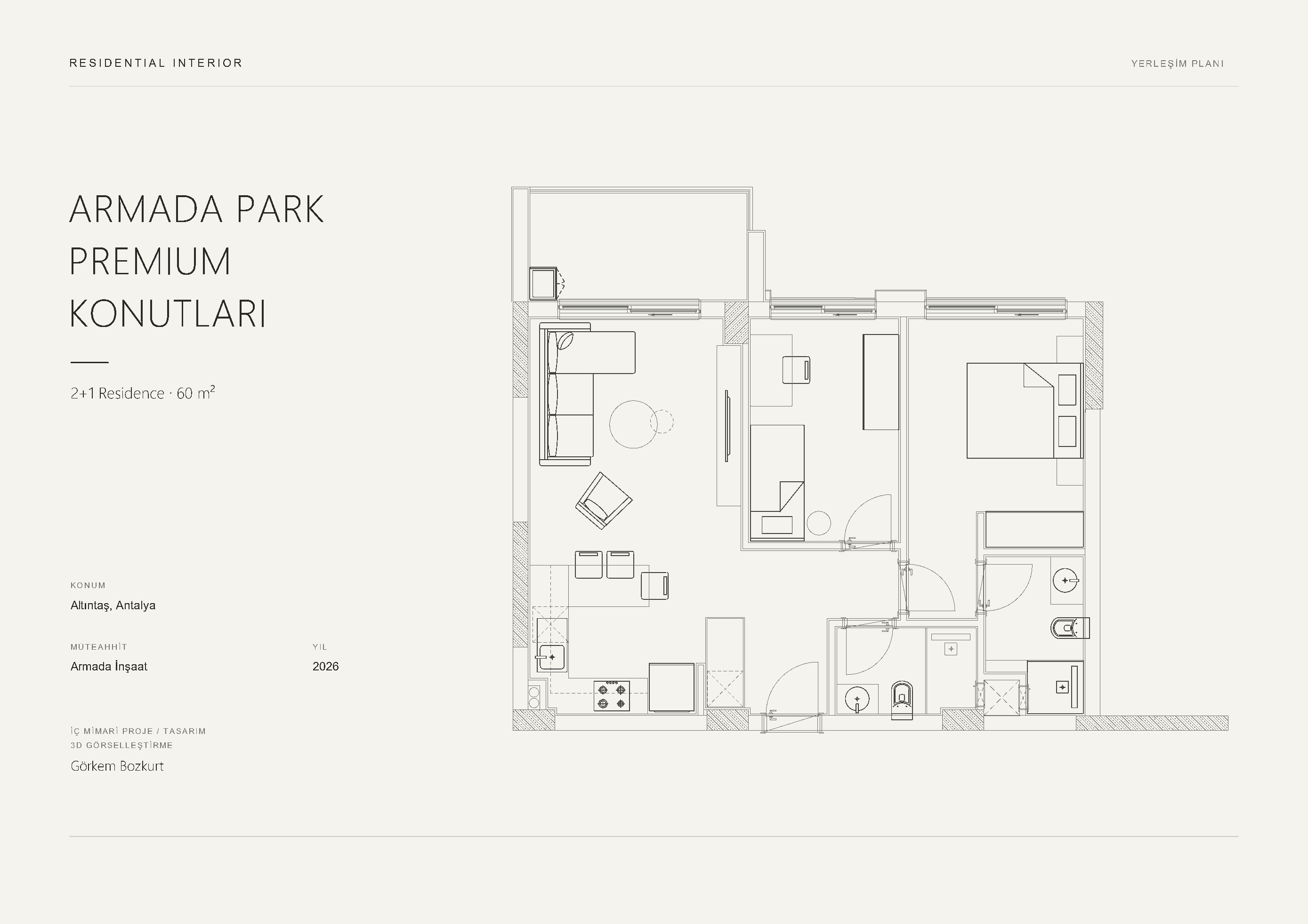 Armada Park Premium Konutları — 2+1 Residence, 60 m² yerleşim planı
